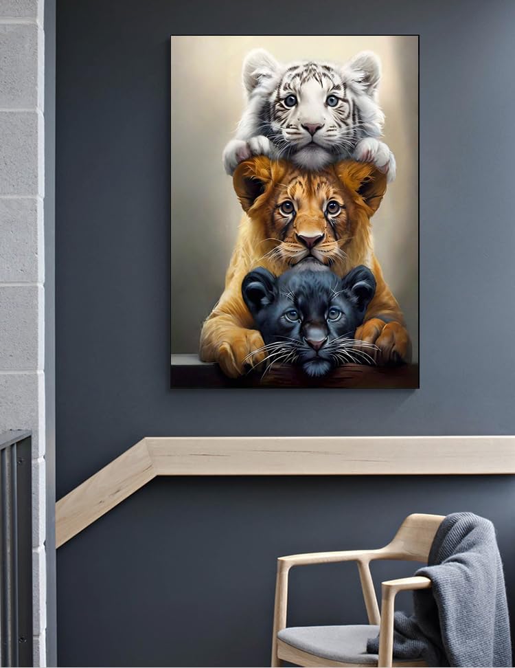 GXGLLPZBY DIY Tiger Animal Diamond Painting Kits, 5D Diamond Art for Beginners Adults, Round Full Drill Diamond dot Art Kits,Gem Art for Adults Home Wall Decor 11.8x15.8in GXGLLPZBY