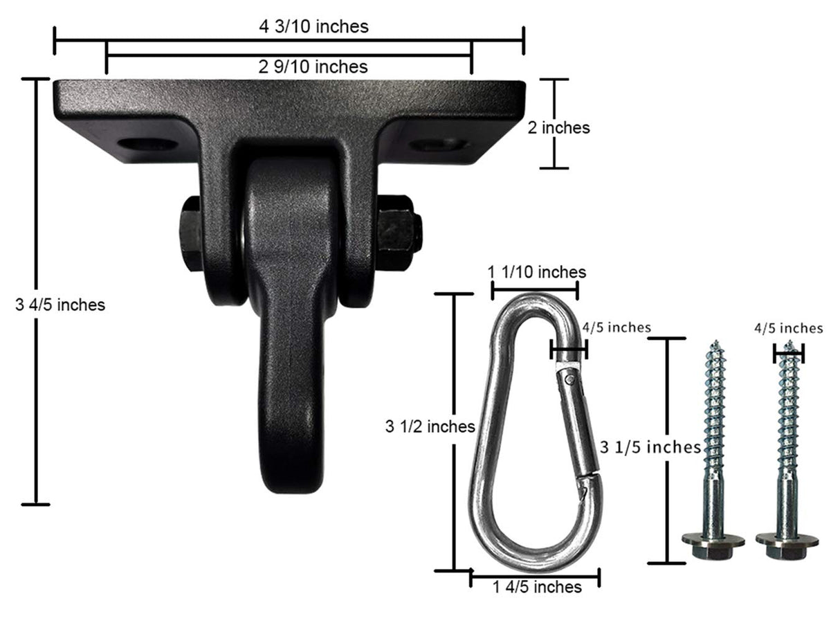 ABUSA Heavy Duty Black Swing Hangers Screws Bolts Included Over 5000 lb Capacity Playground Porch Yoga Seat Trapeze Wooden Sets Indoor Outdoor (4 Pack) ABUSA