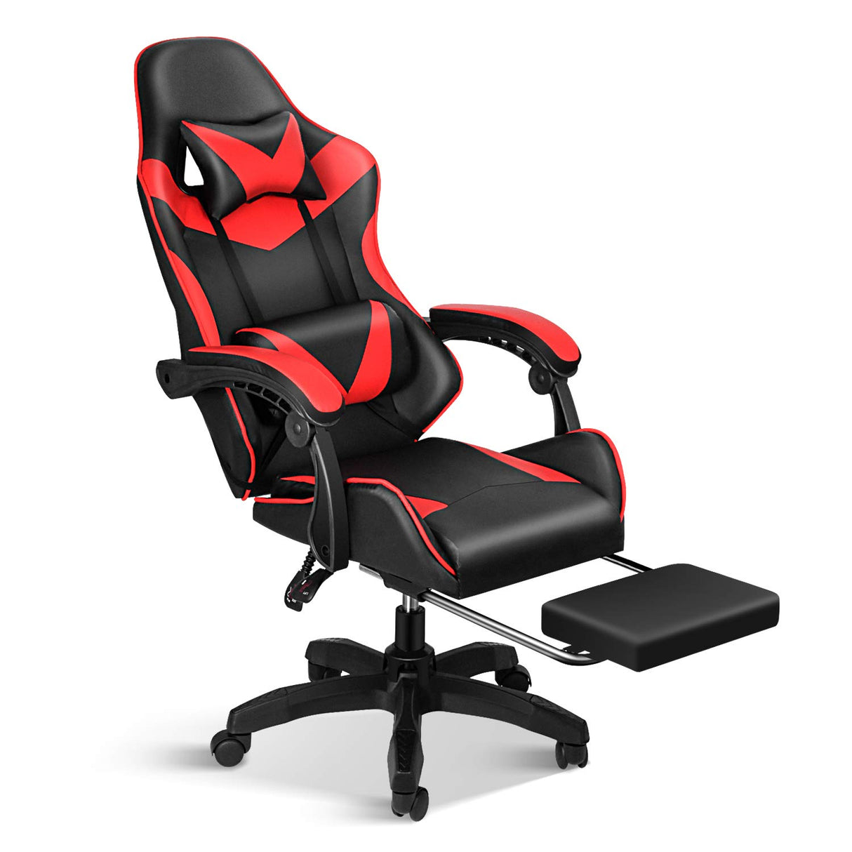 Gaming Chair, Backrest and Seat Height Adjustable Swivel Recliner Racing Office Computer Ergonomic Video Game Chair with Footrest and Lumbar Support, Red/Black YSSOA