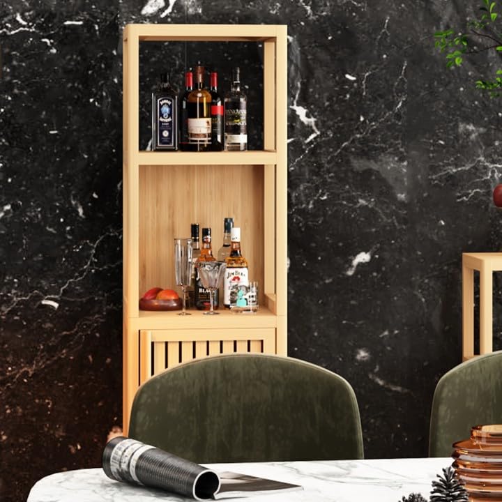 JUSTHERE Freestanding Bamboo Bathroom Storage Cabinet with Doors and 3 Shelves JUSTHERE