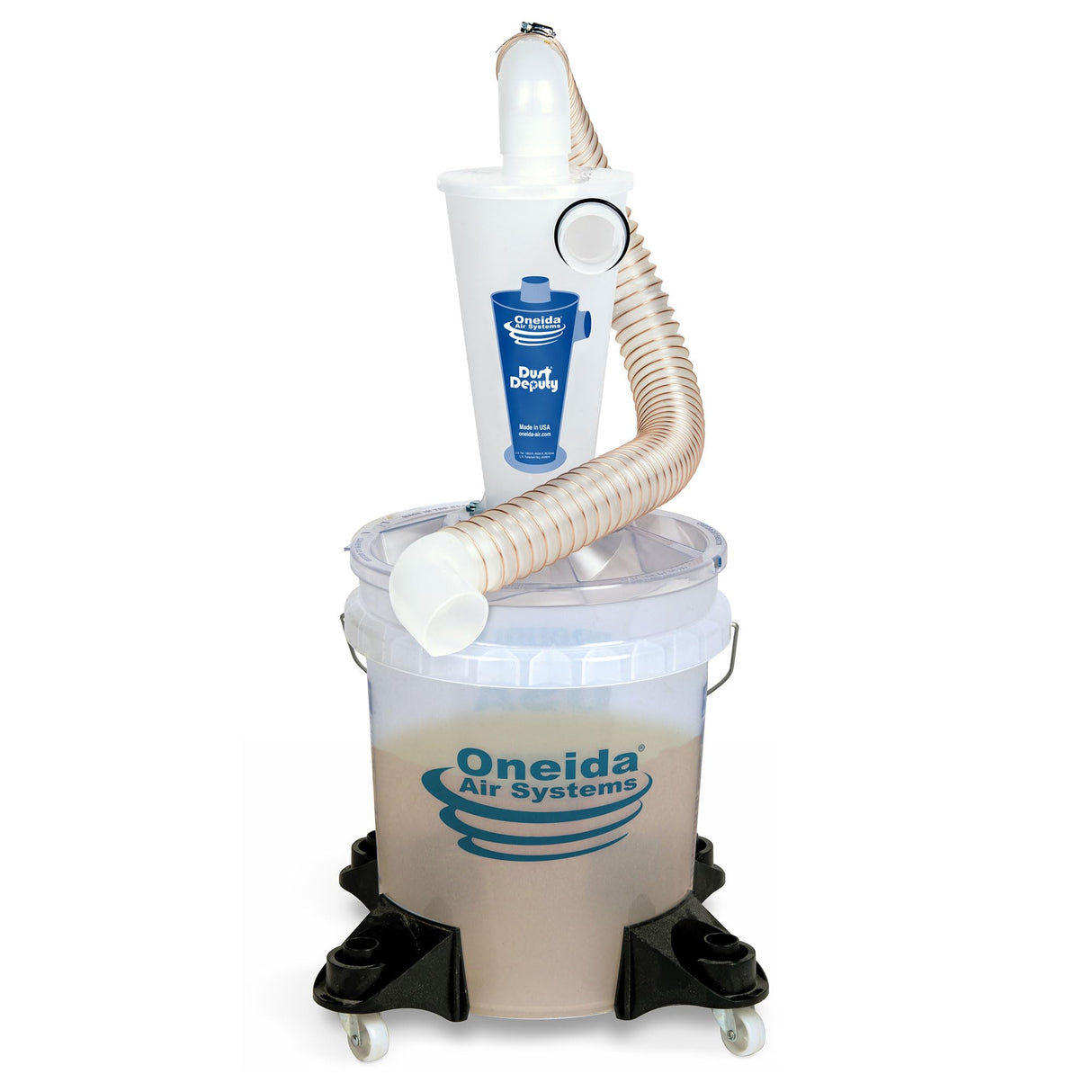 Oneida Air Systems Dust Deputy Deluxe Cyclone Separator Kit with Caster Mounts and Clear Collapse-Proof Bucket for Wet/Dry Shop Vacuums (DD Deluxe Oneida Air Systems
