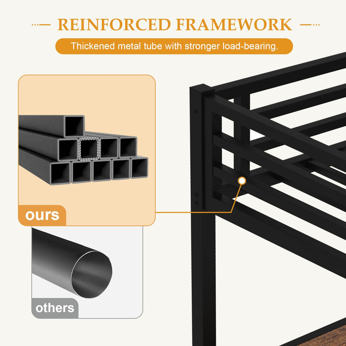 MAKIAAP Loft Bed with Desk & Ladder, Metal High LoftBed Frame with LED Lights & Charging Station, Sturdy Noise-Free Loft Bed for Kids, Teens & Adults, Space-Saving Design (Black, Queen) MAKIAAP