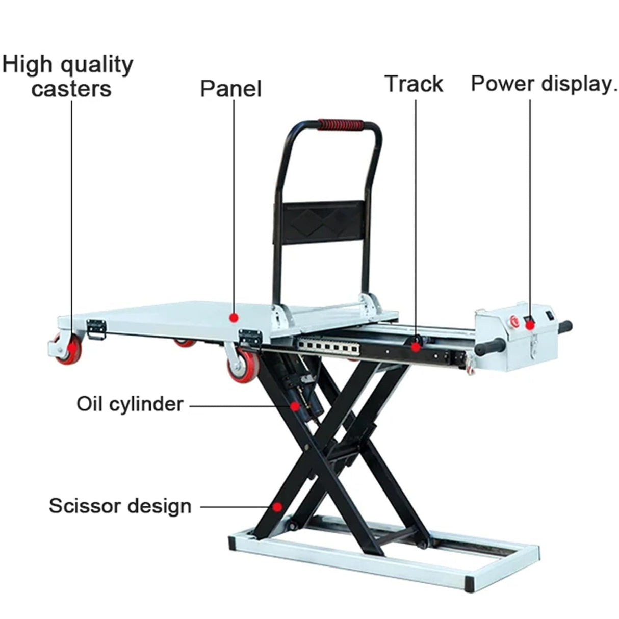Hydraulic Lifting Platform, Electic Single Scissor Lift Table with 4 Wheels, Hydraulic Lift Table Cart, 300kg Capacity, 38.6" Lifting Height XQZMZSCP