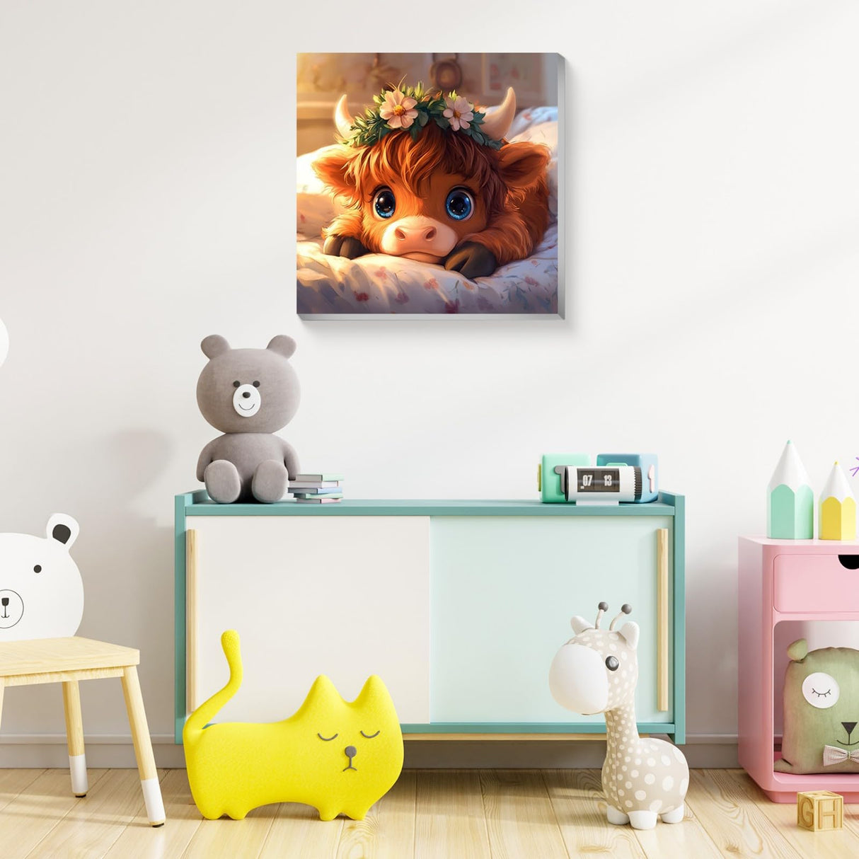 Reivworl Paint by Numbers Kit for Kids with Frame and Easel, Cow Paint by Number Kids Age 5-8-12, Paint by Numbers Gifts and Home Decor - 8X8 Inch Reivworl