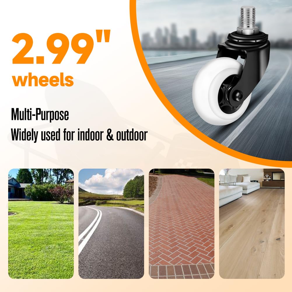 FVRITO 2 Pack Complete Caster Wheels Assembly for Razor Crazy Cart, with Extra 2 Front Rear Premium 76mm x 30mm Replacement Wheels for Crazy Cart CC DLX XL 360 Drifting Go Cart Kart Parts Accessories FVRITO