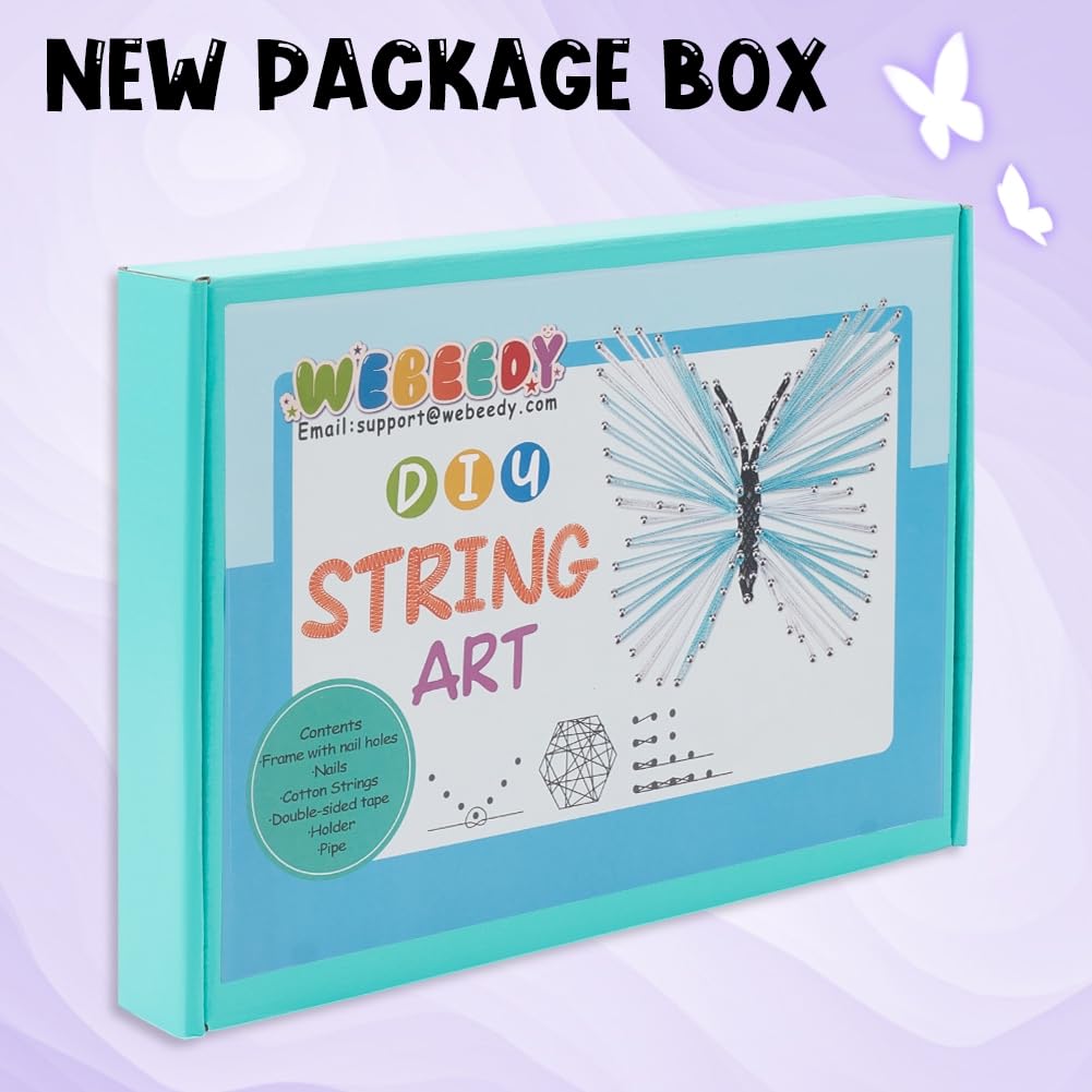 WEBEEDY DIY 3D String Art Kit for Adults Beginners, Butterfly Craft Kit, Include All Necessary Accessories and Frame, Christmas Home Wall Decorations Unique Gift WEBEEDY