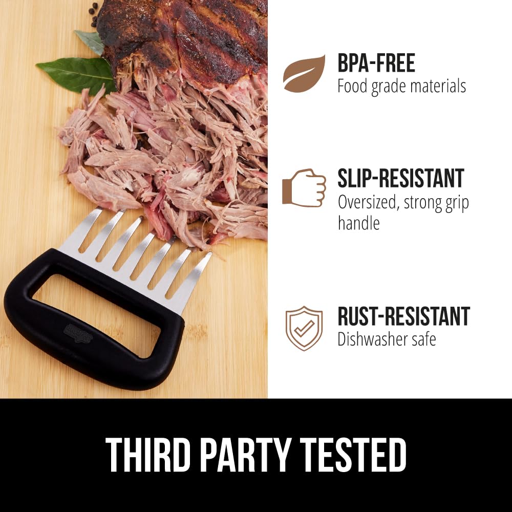 Gorilla Grip Powerful Stainless Steel Meat Shredder Claws, Shred Rotisserie Chicken, Pulled Pork, Carve Ham Faster, Oversized 7 Claw Design Food Shredding Fork, Kitchen Smoker BBQ Tool, Black Gorilla Grip