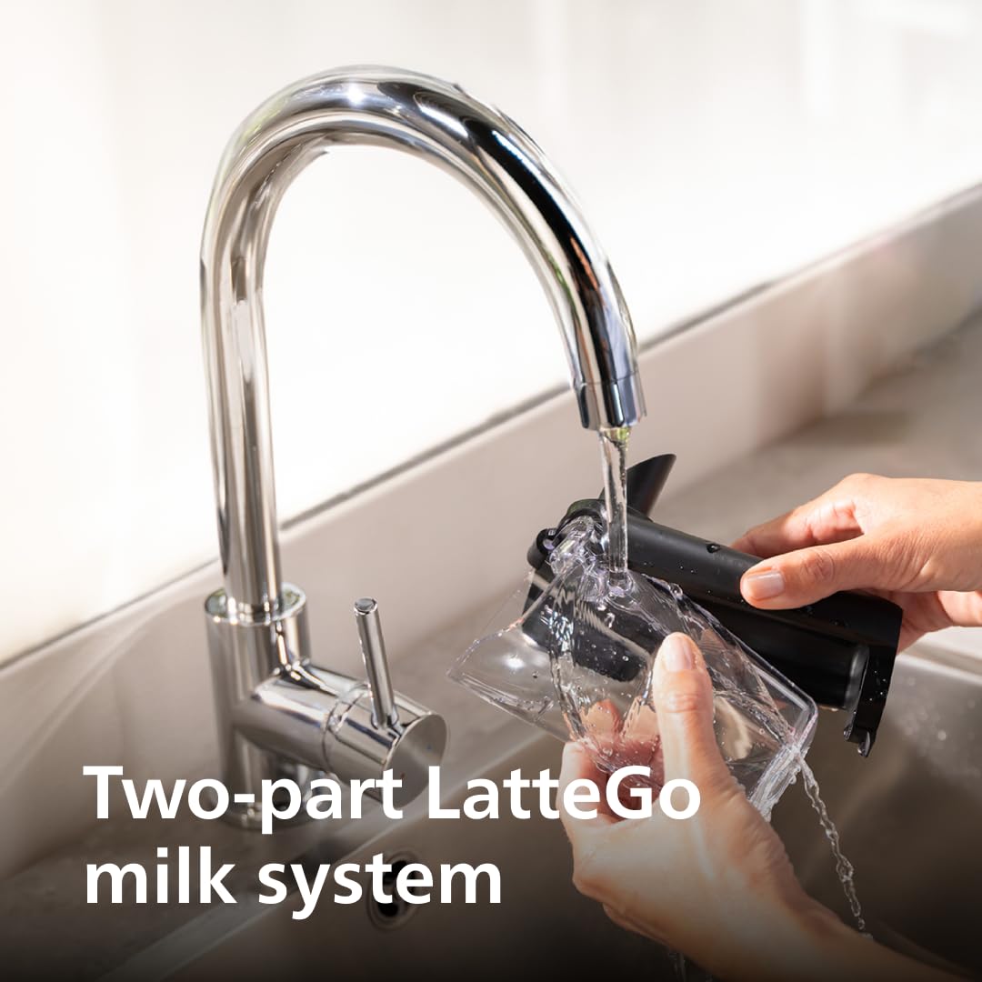 PHILIPS 4400 Series Fully Automatic Espresso Machine – 12 Hot & Iced Coffees, Quick-to-Clean LatteGo Milk System, SilentBrew, QuickStart, Ceramic Grinder, Black Chrome (EP4444/90) Philips Kitchen Appliances