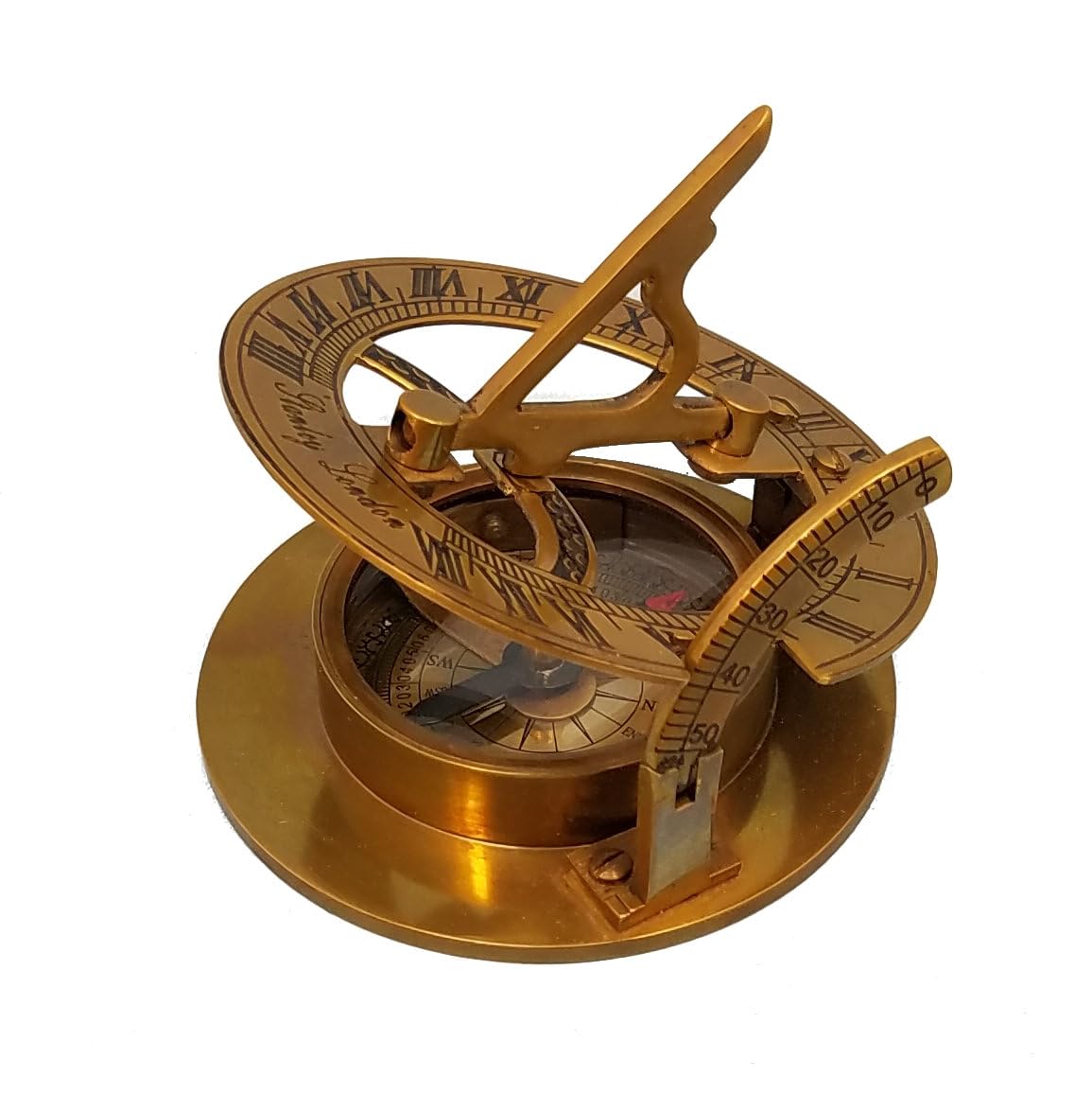 Working Antique Brass Pocket Sundial Compass | Unique Gift for Hikers, Campers, and Outdoor Enthusiasts | Optional Engraved Compass Personalized with Hardwood Box (Design My Own) Stanley London