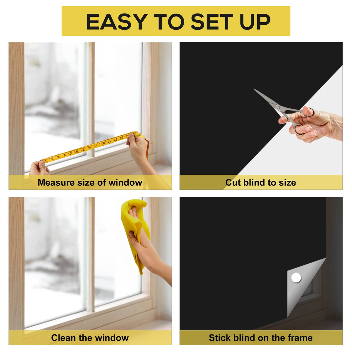 Portable Blackout Shades (118" x 57") 100% Blackout Material Temporary Blackout Blinds/Curtains for Baby Nursery, Bedroom, Window, Dorm Room, Office or Travel Use RUseeN
