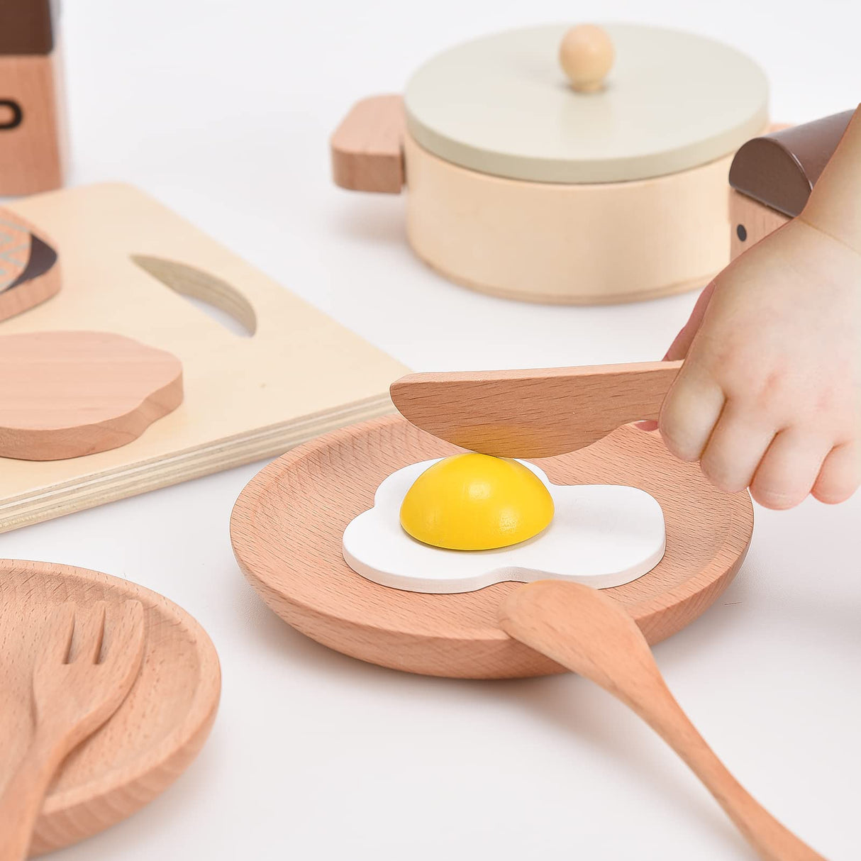 Atoylink Play Kitchen Accessories Wooden Toys Pots and Pans for Kids 23Pcs Montessori Kitchen Pretend Play Food Cooking Set for Toddler Boys Girls Age 2 3 4 5 Birthday Gifts Atoylink
