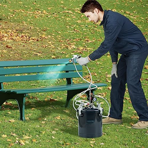 VEVOR Spray Paint Pressure Pot Tank, 10L/2.5gal Air Paint Pressure Pot, 1.5mm+4mm Two Nozzles Two Spray Paint Guns for Industry Home Decor Architecture Construction Automotive Painting, 60PSI Max VEVOR