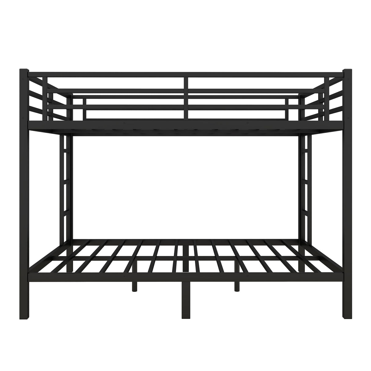 RuiSiSi Queen Over Queen Metal Bunk Bed, Heavy-Duty Queen Bunk Beds with 2 Ladders for Kids Adults, Space-Saving Bunk Bed Frame with Safety Guardrails, Easy Assembly, Noise-Free, Black RuiSiSi