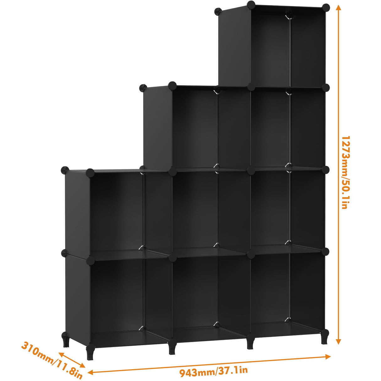 HOMIDEC Closet Organizers and Storage, 9 Cube Storage Organizer, Portable Closet Organizer Storage Cubes Shelves for Clothes, Bedroom, Closet, Wardrobe, Kids Room, Bathroom, Black HOMIDEC