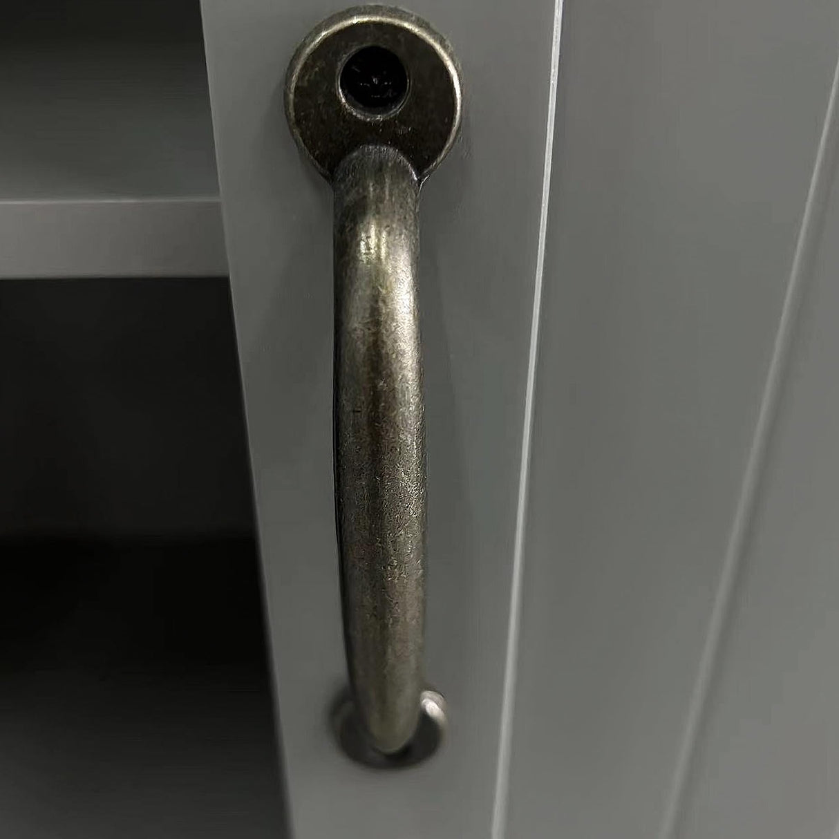 HOMCOM 48.5" Kitchen Pantry Cabinet, Compact Farmhouse Storage Cabinet Organizer with 2 Adjustable Shelves and 4 Beadboard Doors for Dining Room, Gray HOMCOM