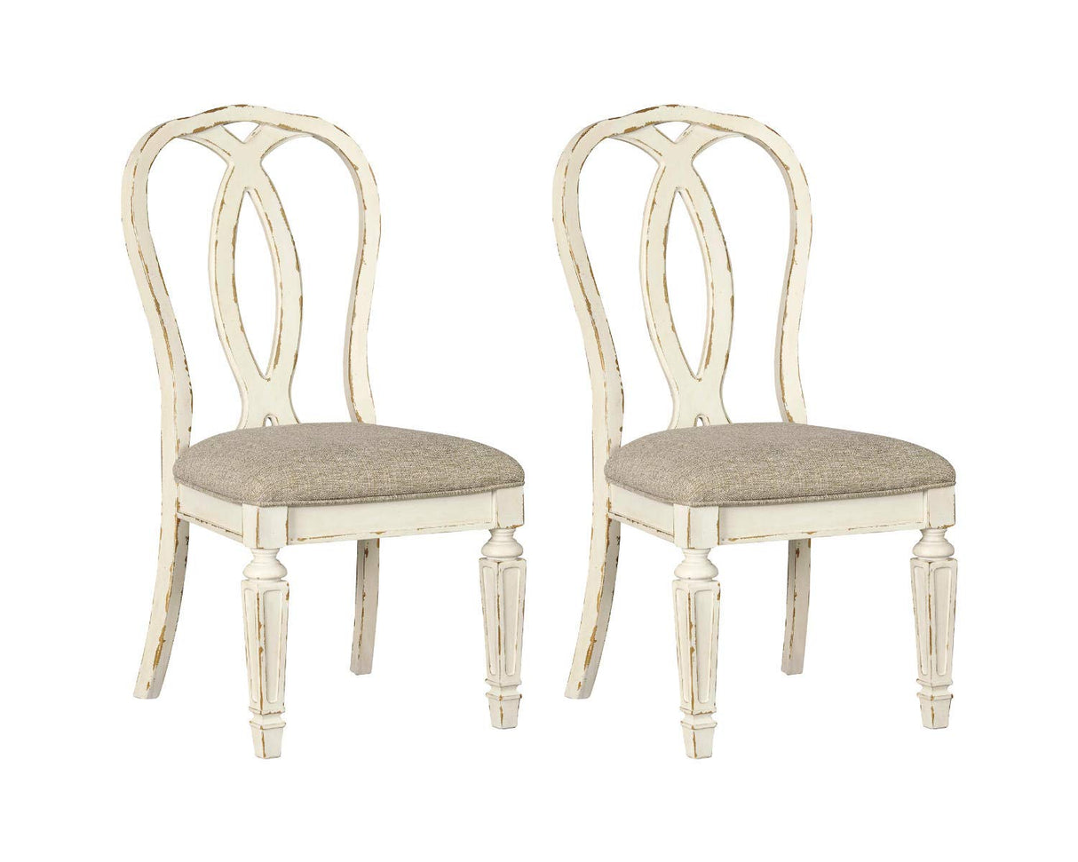 Signature Design by Ashley Realyn French Country Ribbon Back Dining Chair, 2 Count, Chipped White Signature Design by Ashley