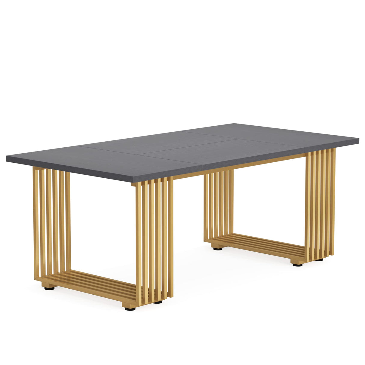 Tribesigns 70.9" Modern Executive Desk, Wood Office Desk, Grey Simple Computer Desk with Gold Metal Legs, Large Workstation Business Furniture for Home Office, Small Conference Table for Meeting Room Tribesigns