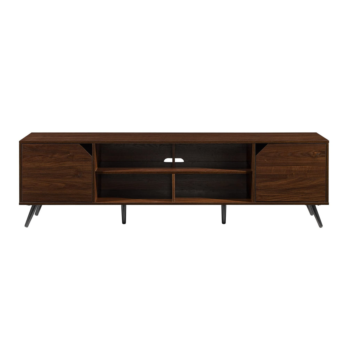 Walker Edison Nora Modern Minimal Open-Shelf Stand for TVs up to 80 Inches, 70 Inch, Dark Walnut Walker Edison