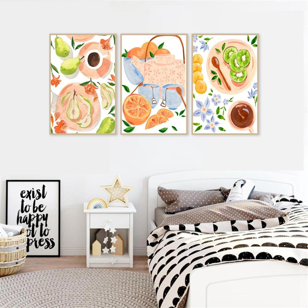 6 Packs Paint by Numbers Kit for Adults, DIY Fruit Adult's Paint by Numbers on Canvas, Easy Acrylic Watercolor Oil Painting by Number Without Frame(8x12 in) Clendo