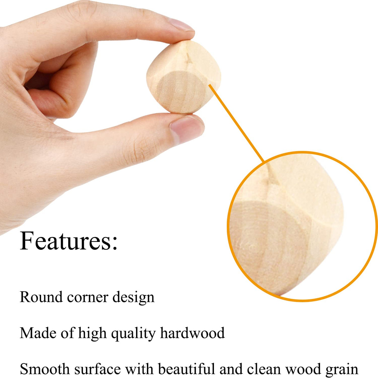 Blank Wooden Dice 1 inch 30PCS Unfinished Square Blocks 25mm Small Wood Cubes with Rounded Corners for DIY Craft Projects Ourtroness
