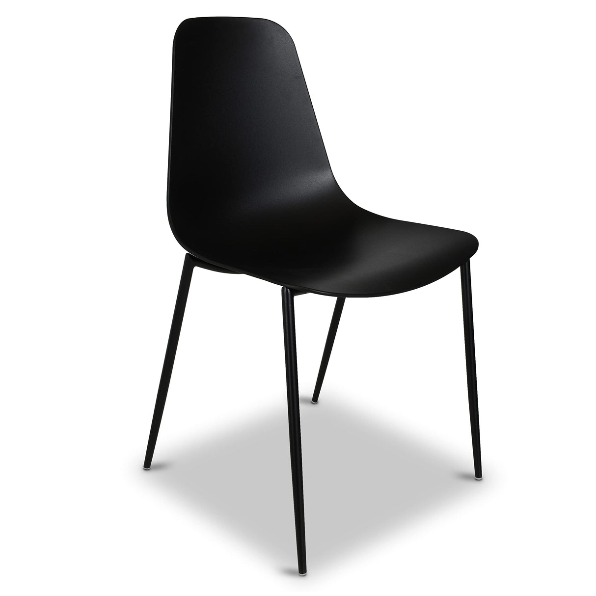 POLY & BARK Isla Modern Kitchen Chairs Set of 4 - Plastic Dining Chair with Metal Legs - Quick Assembly Simple Cafe Chairs Plastic for Indoor or Outdoor - Ebony Black POLY & BARK