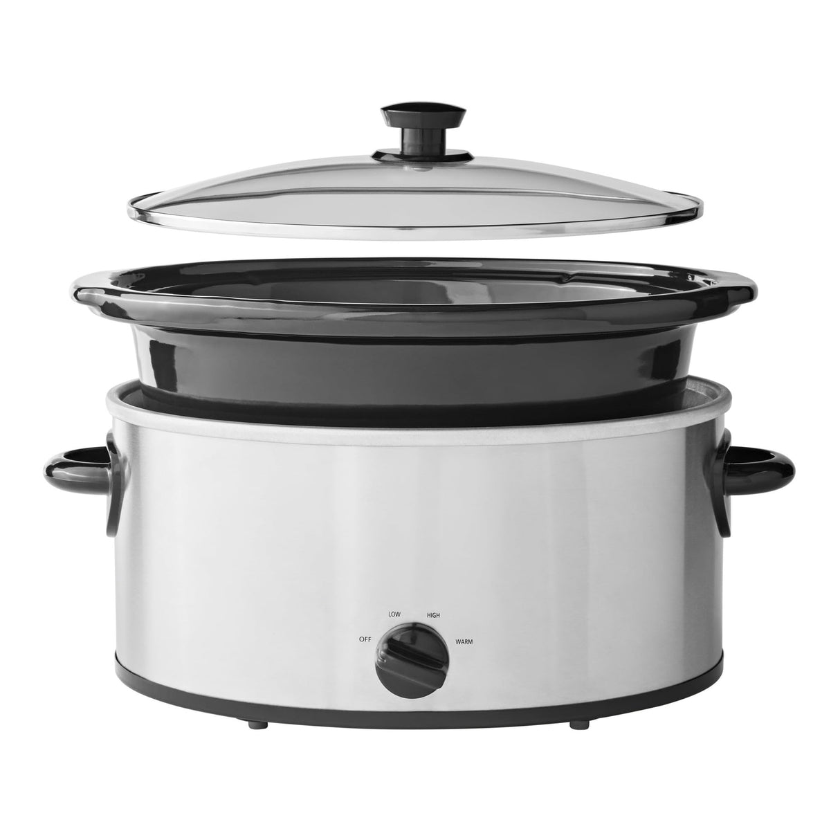 6 Quart Oval Slow Cooker, Stainless Steel Finish, Glass Lid, Adjustable Temp, Perfect for Families and Gatherings Entertaining, Silver LovingStar