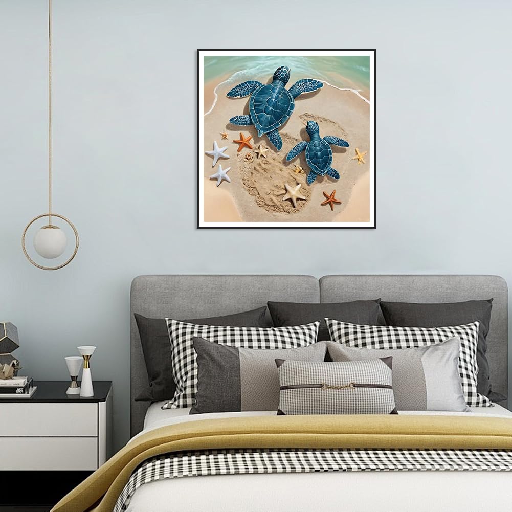 hill froeistung 5D Turtles Diamond Art Painting Kits for Adults,Starfish Diamond Art for Beginners, DIY Full Drill Beaches Diamond Art Painting(12X12 inch) hill froeistung