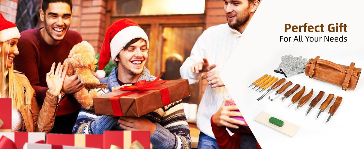 Wood Carving Kit with Sharp Carving Tools – Deluxe Wood Whittling Kit, Carving Knife Set with PU Leather Storage Bag – Complete Woodworking Tools for Beginners and Professionals bellaDimora