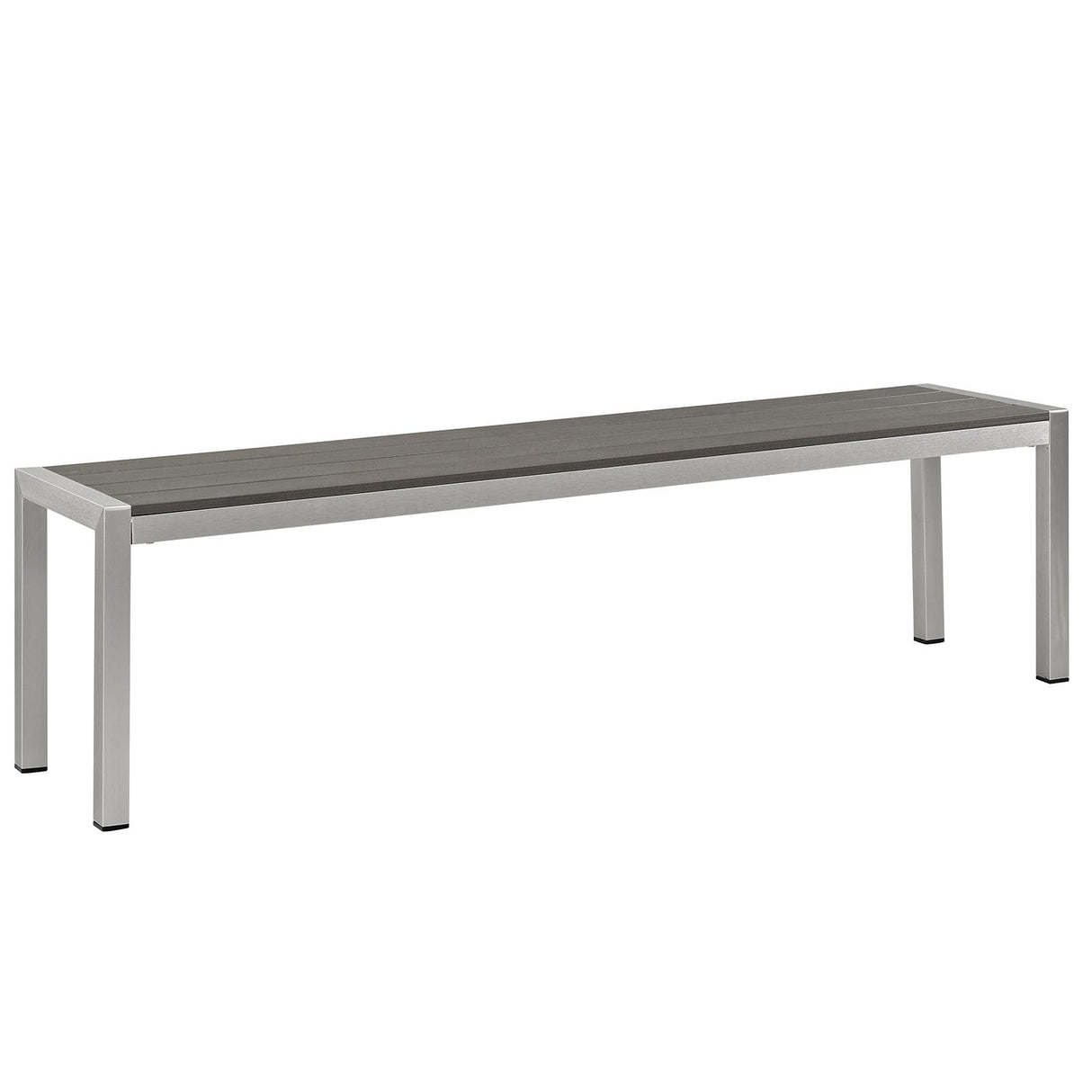 Modway Shore Aluminum Outdoor Patio Bench in Silver Gray Modway