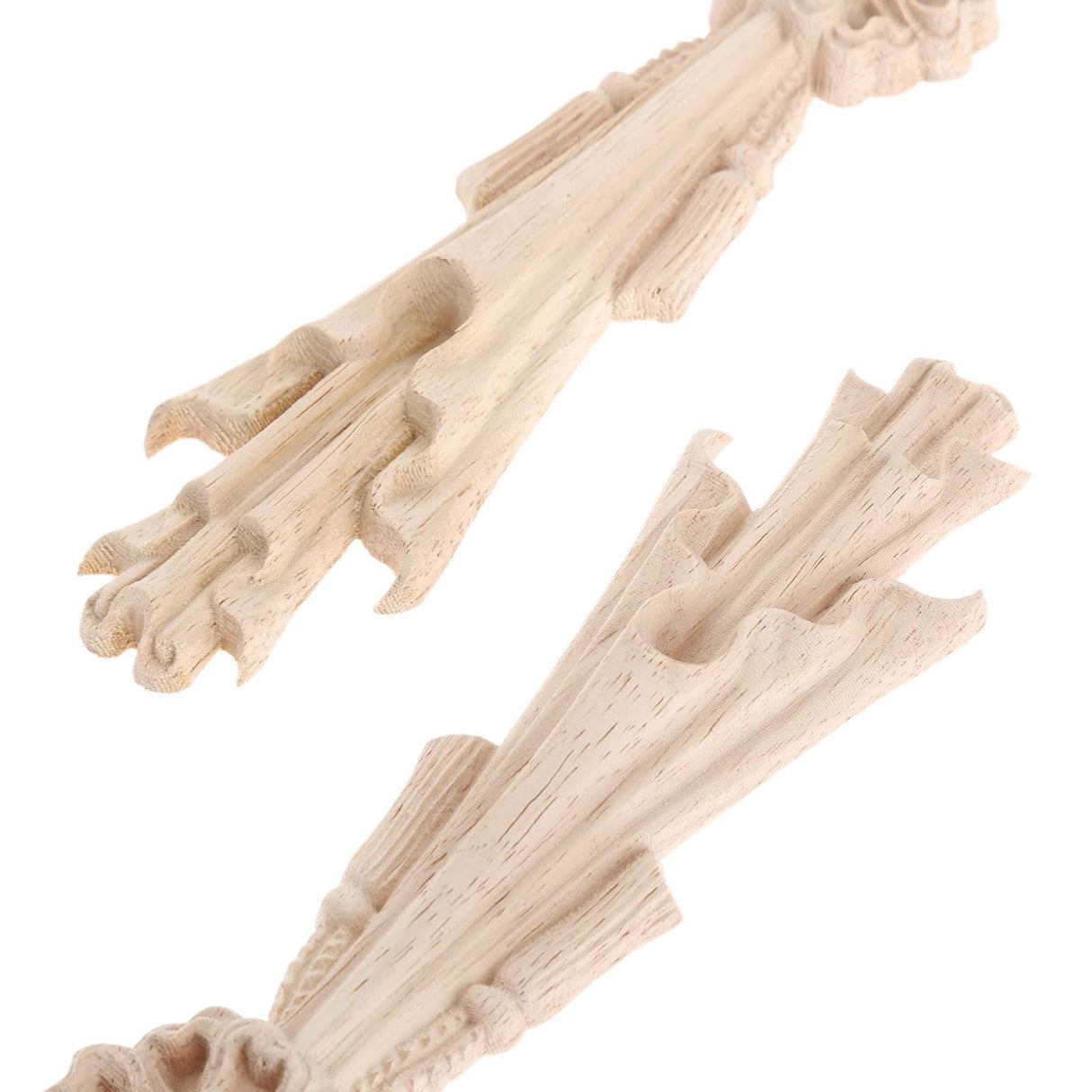 Wood Carved Appliques Long Flower Onlays, 2Pcs Wooden Carving Decals Mouldings Trim for Mantel Fireplace Wall Vent Hoods Wall Mirror Ceiling Home Decor, 25x5cm/9.84"x1.97" LizhiPier