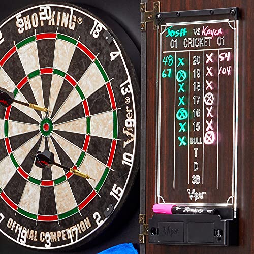 Viper by GLD Products Vault Deluxe Dartboard Cabinet with Shot King Sisal Dartboard and Illumiscore Scoreboard, Wood Viper