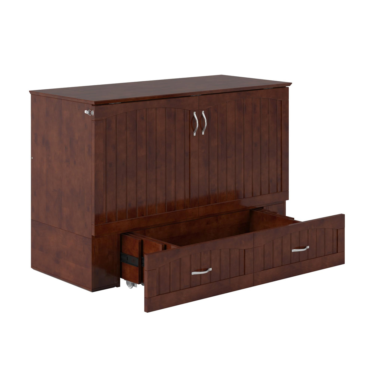 AFI, Southampton Murphy Bed Chest Full with 6" Mattress, Built-in USB Charger & Storage Drawer, Walnut AFI