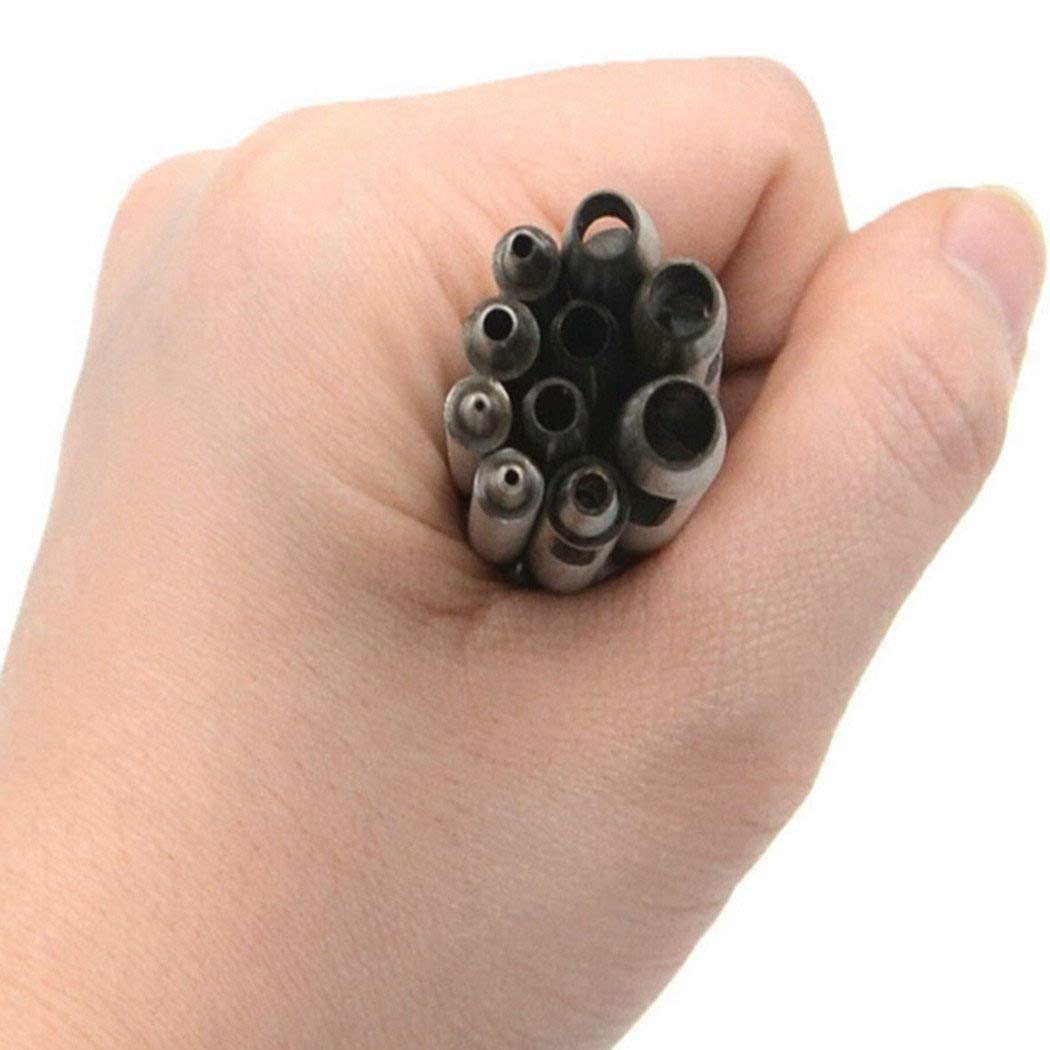 Steel Leather Punch Tool Kit, 10 Sizes (0.5-5.0mm) for Belt, Wallet, Bag, Crafting | Heavy-Duty Hole Puncher Set with Case, Professional Leatherworking Tools for DIY & Repair YankMooM