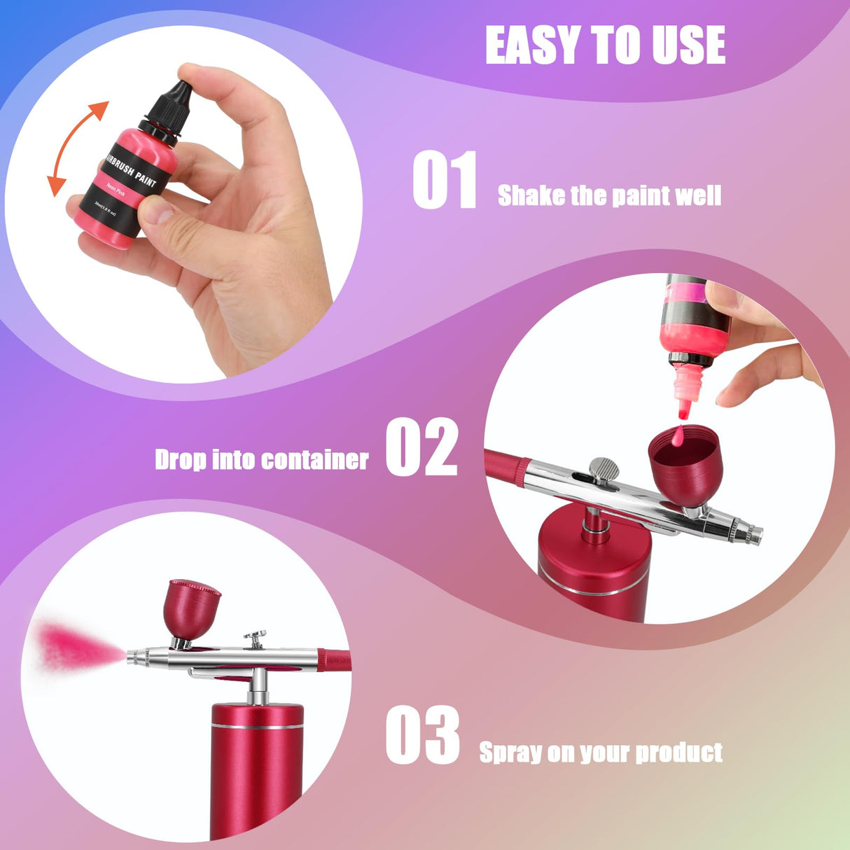 Airbrush Paint Set, 28 Colors Airbrush Paint Water-Based Acrylic 1fl oz, Opaque, Pearl and Neon Colors, Ready to Spray, Leather & Shoe, Premium Paint for Artists, Beginners and DIY Projects Ykall