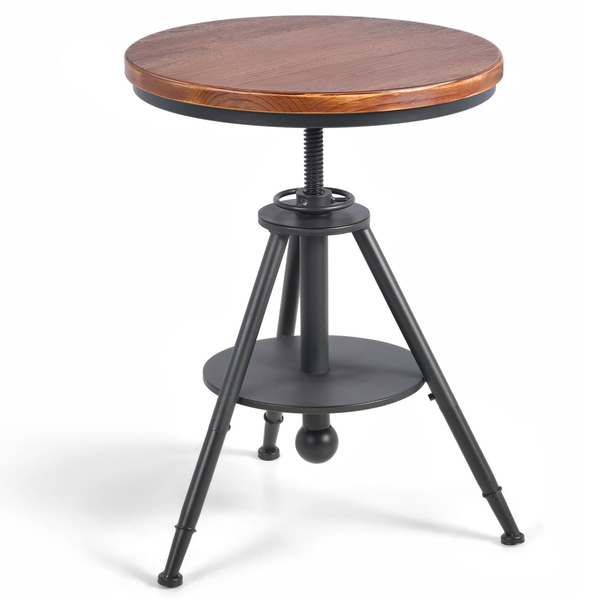 FUBIRUO Dia 19.7" Round Pub Table Height Adjustable with 360 Swivel Solid Wood Tabletop for Dining Bistro Cafe Home Bar, Rustic Brown FUBIRUO