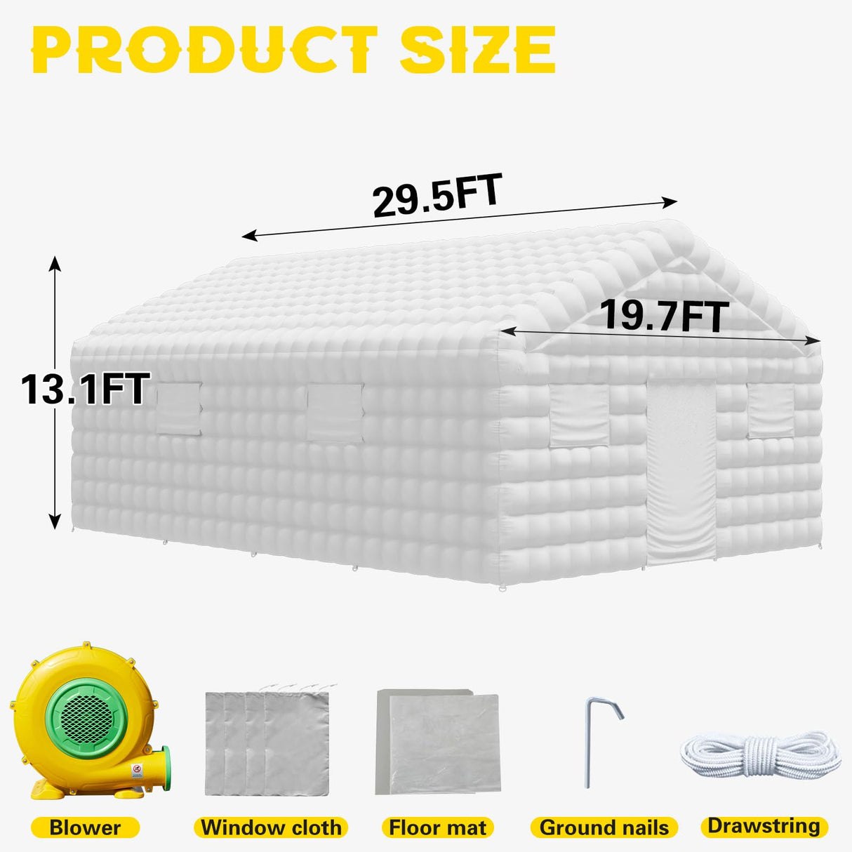 EROMMY 30x20x13 FT Large White Inflatable Nightclub, Blow Up Party Tent Portable with 1100W Blower, Disco Night Club Tent for Adult Birthday Party Business Rental EROMMY