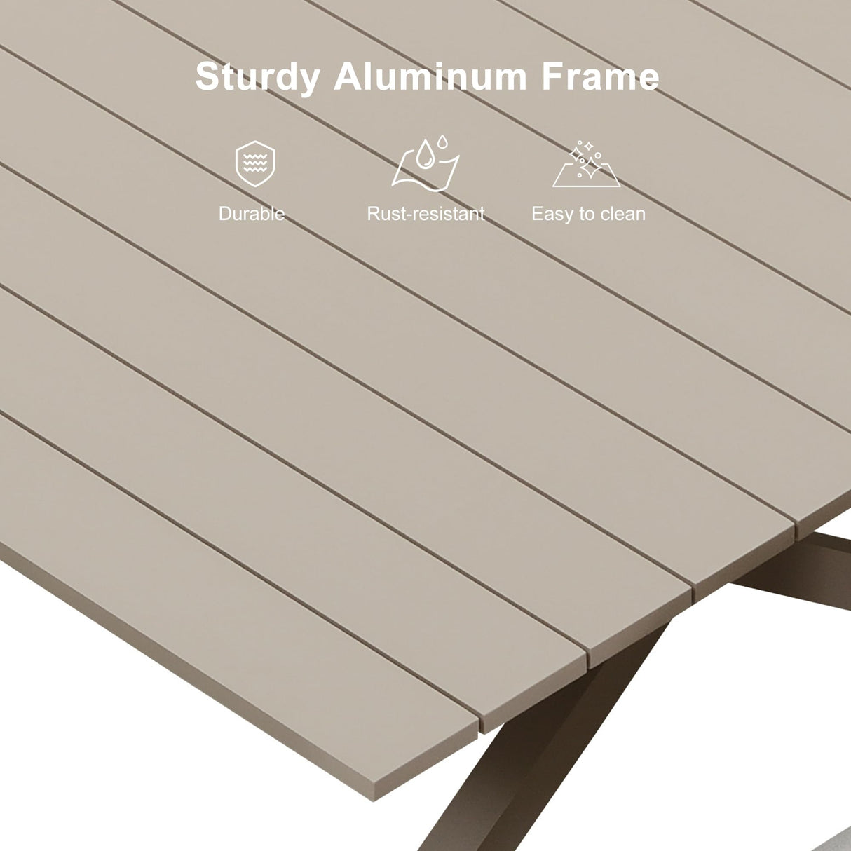 PURPLE LEAF 7 Pieces Outdoor Dining Set All-Weather PE Rattan Outdoor Patio Furniture Set with All Aluminum Frame Rectangular Table and Chairs Set for Lawn Garden Backyard Deck, Champagne PURPLE LEAF