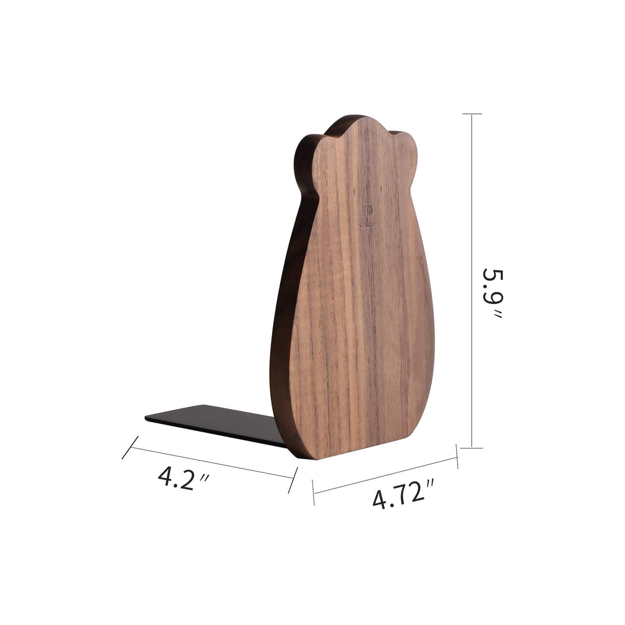 Muso Wood Bookends for Shelves, Decorative Book Ends for Children, Non-Skip Wooden Bookends for Office/Home/School (Walnut 1 Pair) muso wood