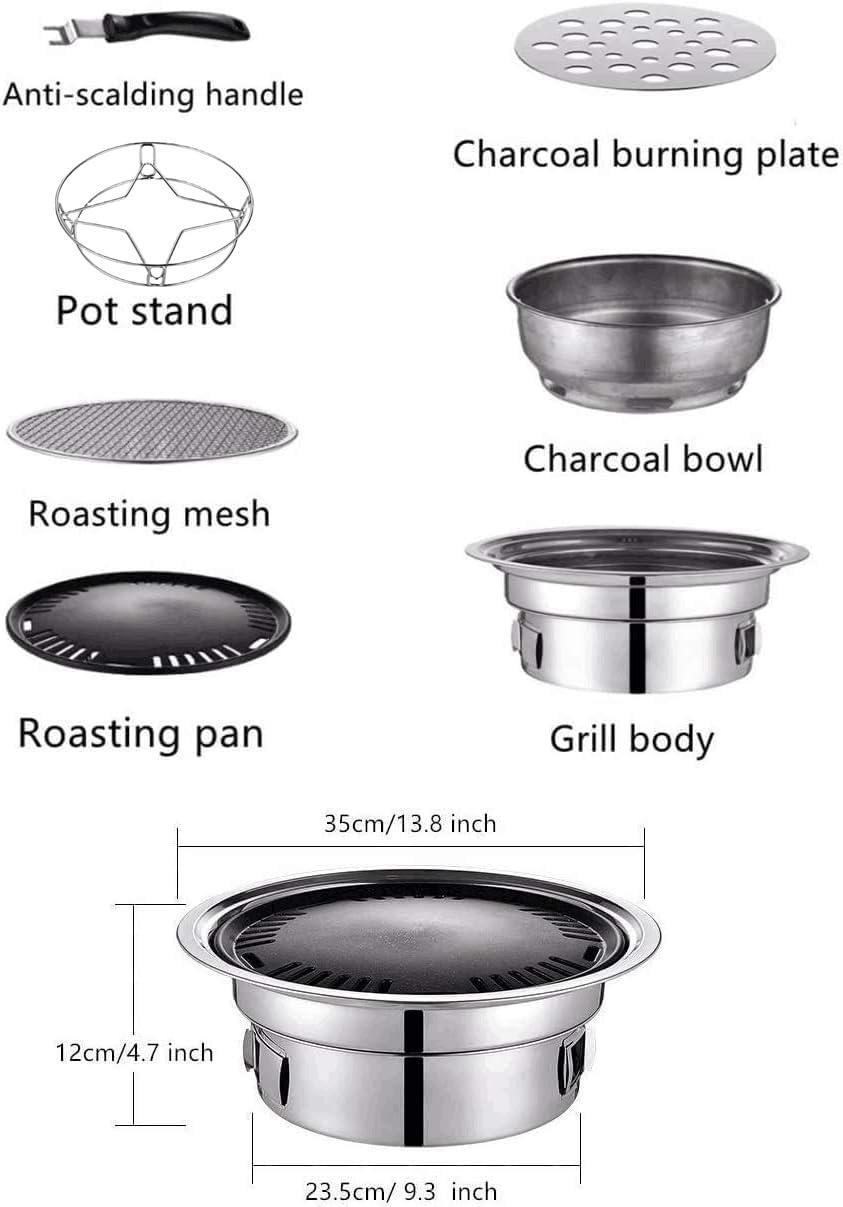 Primst Multifunctional Charcoal Barbecue Grill, Household Korean BBQ Grill, Portable Camping Grill Stove, Tabletop Smoker Grill Primst