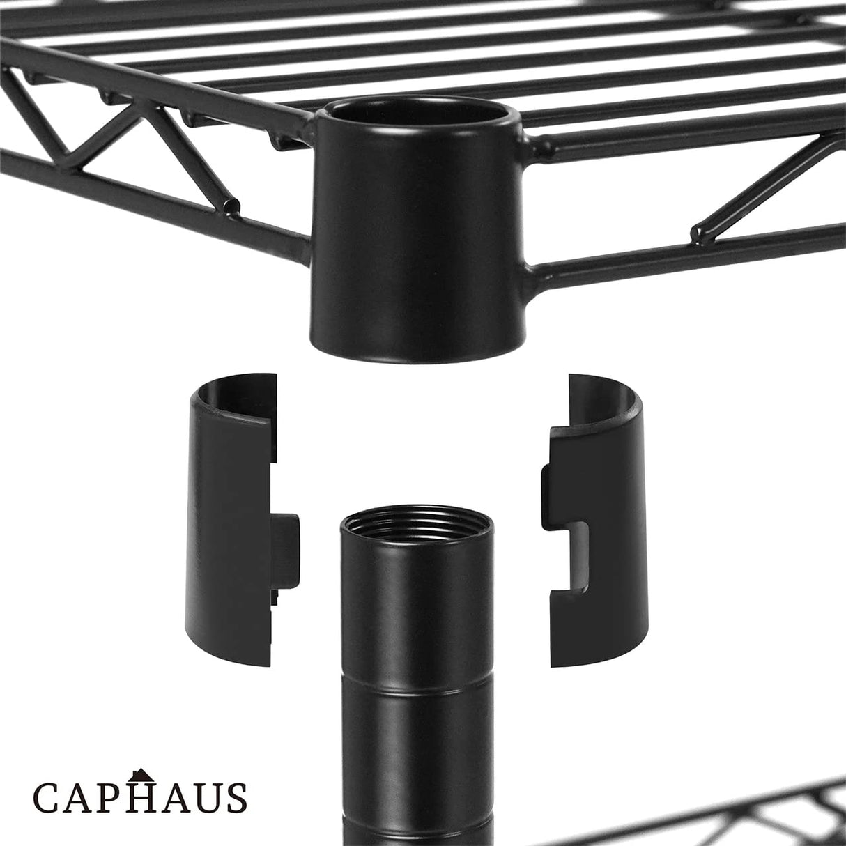 CAPHAUS 4-Tier Commercial Grade Heavy Duty Adjustable Height Wire Shelving w/Wheels & Leveling Feet, Storage Metal Steel Shelf, Garage Shelving CAPHAUS
