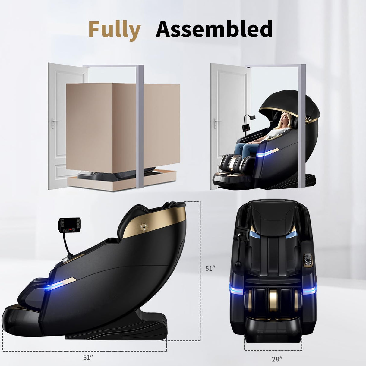 UTHWELL Massage Chair Full Body and Recliner, Zero Gravity Rest Cabin with Sleep Hood-Shiatsu Roller Airbag Heating, Body Scan SL Track Recliner, Relax for Home Office Use Gift for Women & Men UTHWELL