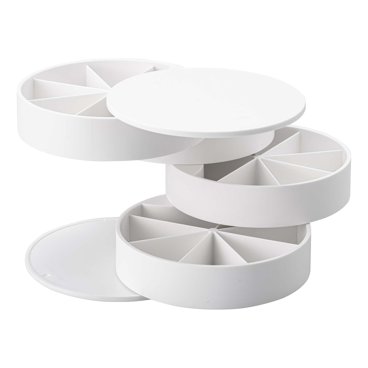 Yamazaki Home Tower Rotating Jewelry Organizer, 4-Tier Storage Box, Stacked Accessory Trays - Sectioned - Abs Plastic YAMAZAKI