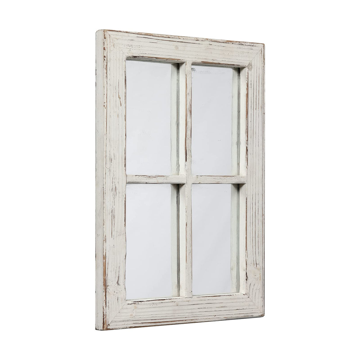 Sintosin Rustic Small Window Pane Mirror Wall Decor 11 x 16 inches, Hanging Distressed White Farmhouse Rectangle Wood Frame Mirror, Handmade Decorative Window Mirrors for Living Room Christmas Sintosin