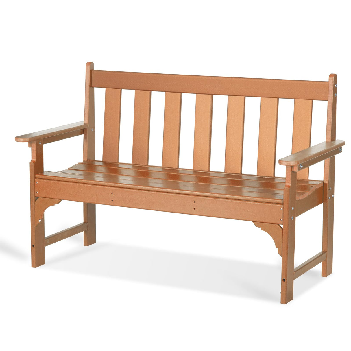 nalone Outdoor Bench, HDPE All Weather Patio Bench Load up to 800 Lbs, 2-Person Garden Bench Rot-Proof Fade Proof for Patio, Porch, and Park (Teak) nalone