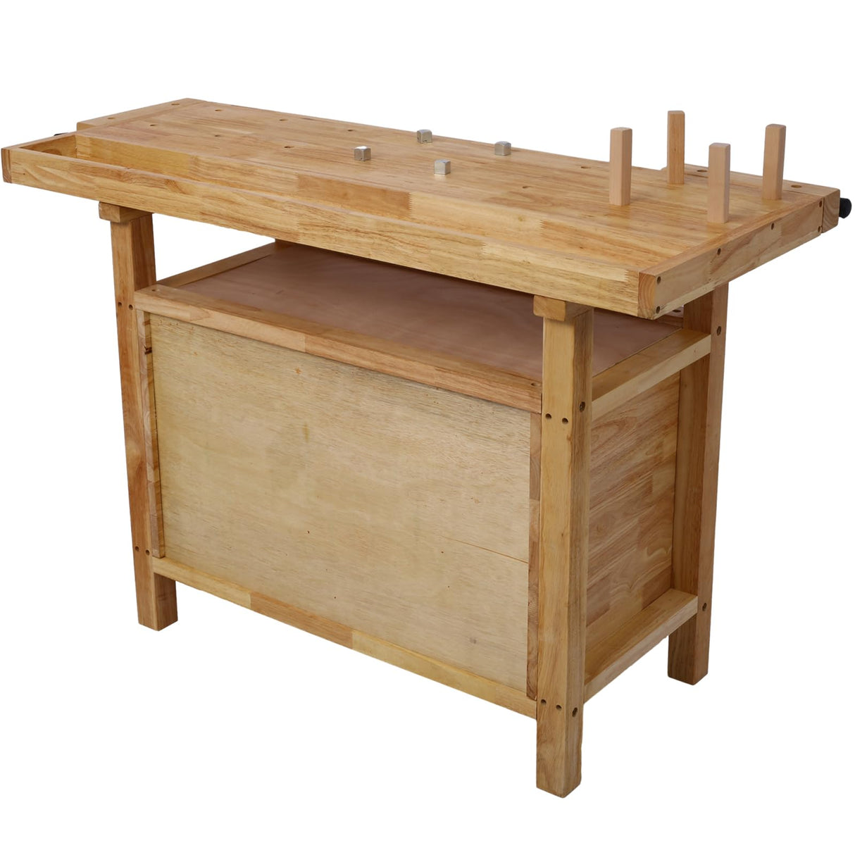Donext 50" Wooden Workbench - with 3 Drawers 1 Cabinet Door and Shelf Integrated Vises and Bench Dog Holes Versatile for Garage, Woodworking Carpenter Workshop, and Home Use Donext
