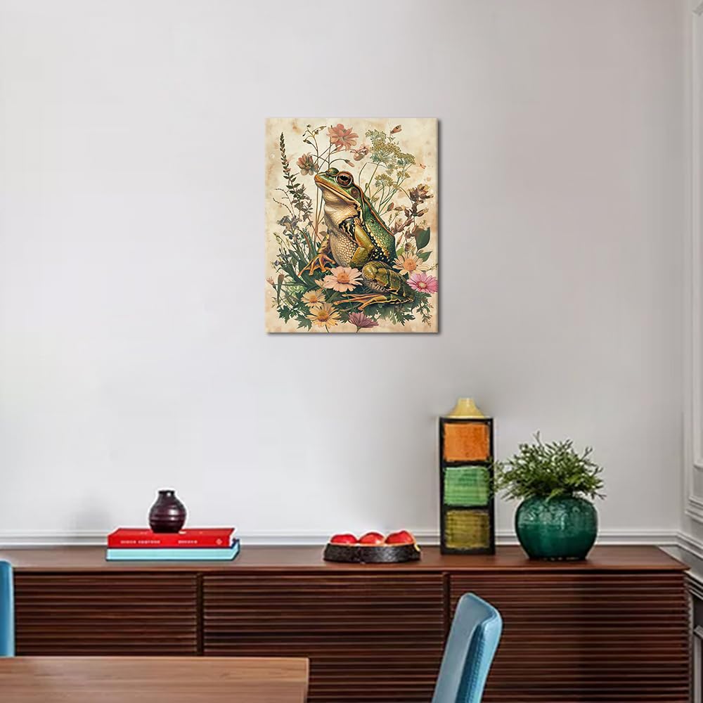 TUMOVO Adult Paint by Number Kits On Canvas, Frog Flower Painting by Numbers, DIY Painting Kit, 16 x20 Inch TUMOVO