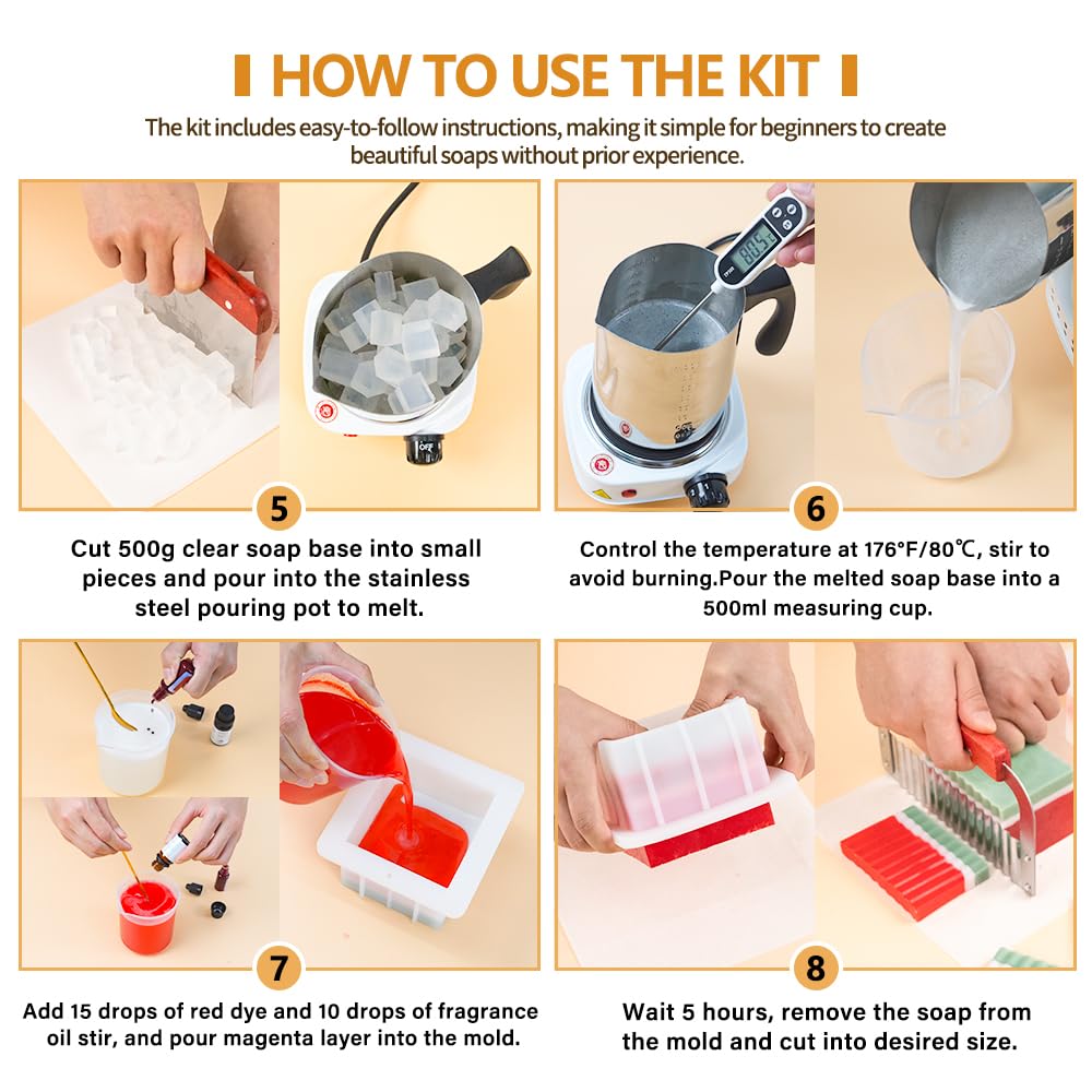 Fast METL Soap Making Kit with Electronic Hot Plate, All-in-One Soap Making Supplies with Melt & Pour Soap Base, Pouring Pot, Mold & Tools for Adults and Beginners Soap Craft FAST MELT