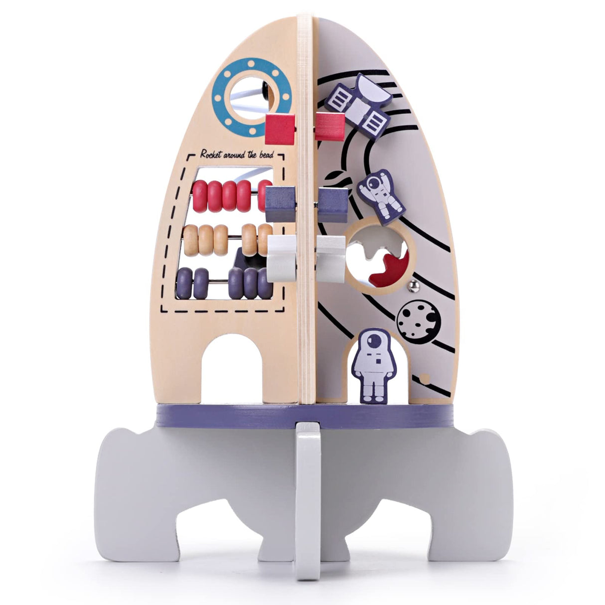 Wdmiya Space Wooden Activity Cube Toys for Baby, Montessori Toys for 1 Year Old Boy & Girl Birthday Gifts, Sensory and Educational 1st Birthday Gifts, Busy Board Toys for Baby Boy 6-18 Months (Rocket) Wdmiya