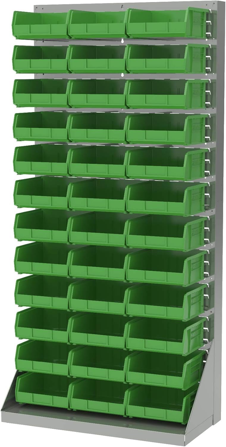 Akro-Mils 30235 AkroBins Plastic Storage Bins, Space-Saving Stackable Bins for Garage, Pantry, Craft Organization, 11" x 11" x 5", Black, 6-Pack Akro-Mils