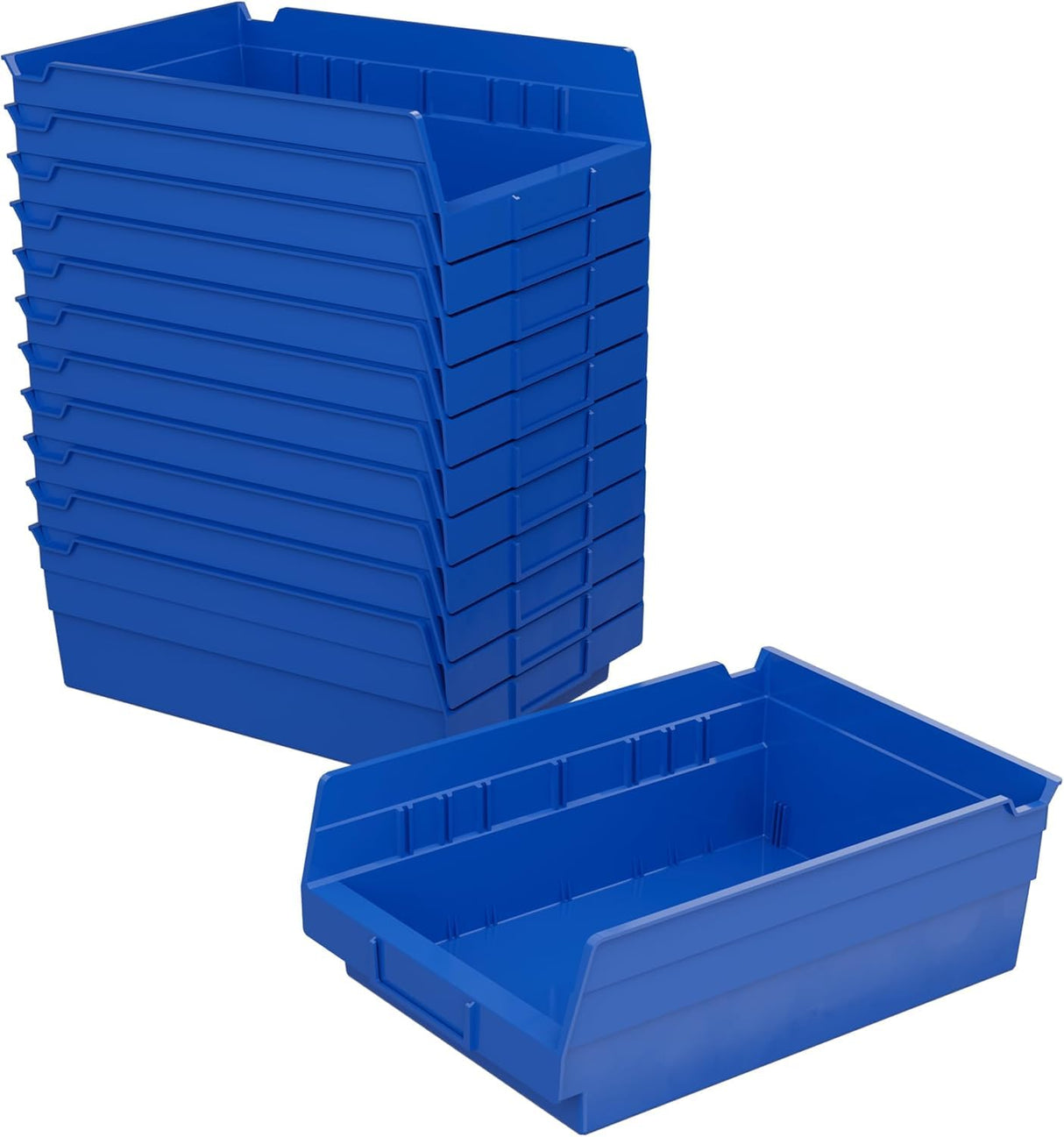 Akro-Mils 30150 Plastic Shelf Bins, Heavy Duty Storage Bins for Garage, Closet, and Drawer Organization, 12-Inch x 6-1/2-Inch x 4-Inch, Blue, 12-Pack Akro-Mils